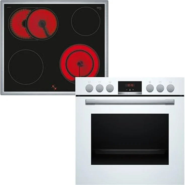 Bosch HND411LW63, Einbau-Herdset mit 3D-Heißluft, 71 l Garraum, versenkbaren Knebeln, Schwarz – Bild 1