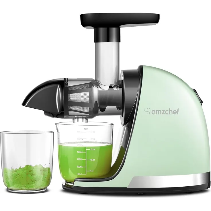 AMZCHEF Slow Juicer ZM1501, 4-in-1 Entsafter mit 7-stufiger Schneckentechnologie, 150 W, Edelstahlfilter, umkehrbar, leiser Betrieb, BPA-frei