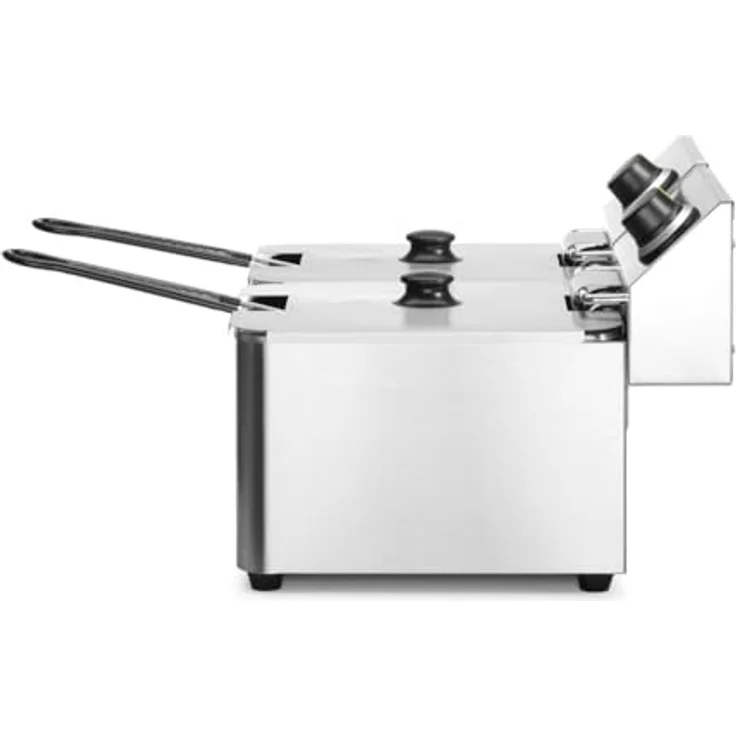 HENDI Fritteuse, einstellbar bis 190°C, Kaltzone, mit Frittierkorb und Deckel, Entnehmbar Becken, Sicherheitsthermometer, 2x8L, 230V, 7000W, 550x430xH345mm, Edelstahl – Bild 5