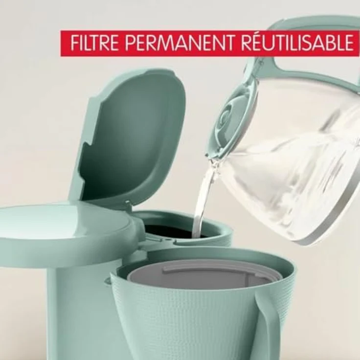 Moulinex Filterkaffeemaschine Morning Eukalyptus FG2M1310, Wassertank vorne, 1,25 l, Permanentfilter, schwenkbarer Filterhalter, Tropfstopp, Warmhaltefunktion – Bild 3