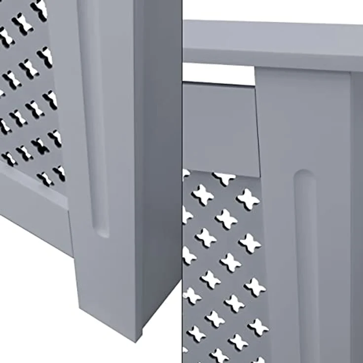 ECD Germany Heizkörperverkleidung mit Wabenmuster 78x19x82 cm Grau aus MDF lackiert für Schlafzimmer, Wohnzimmer, Heizungsverkleidung – Bild 5