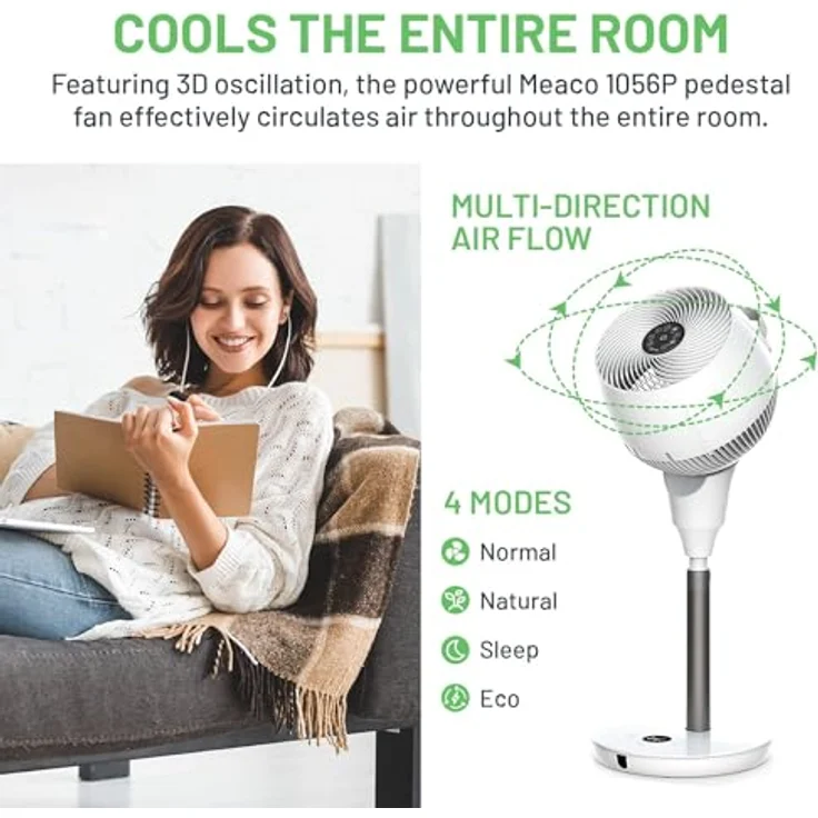 Meaco Standventilator MeacoFan1056P, 26 cm Durchmesser, Stufenlos einstellbar 82-96 cm, ultra leise – Bild 3