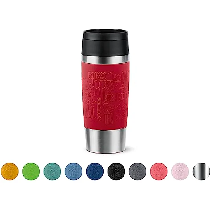Emsa N20204 Travel Mug Classic Isolierbecher 0,36 Liter | neuer Komfort-Schraubverschluss | Edelstahl | 4h heiß und 8h kalt | 100% dicht | spülmaschinenfest | 360°-Trinköffnung | Dunkelrot – Bild 1