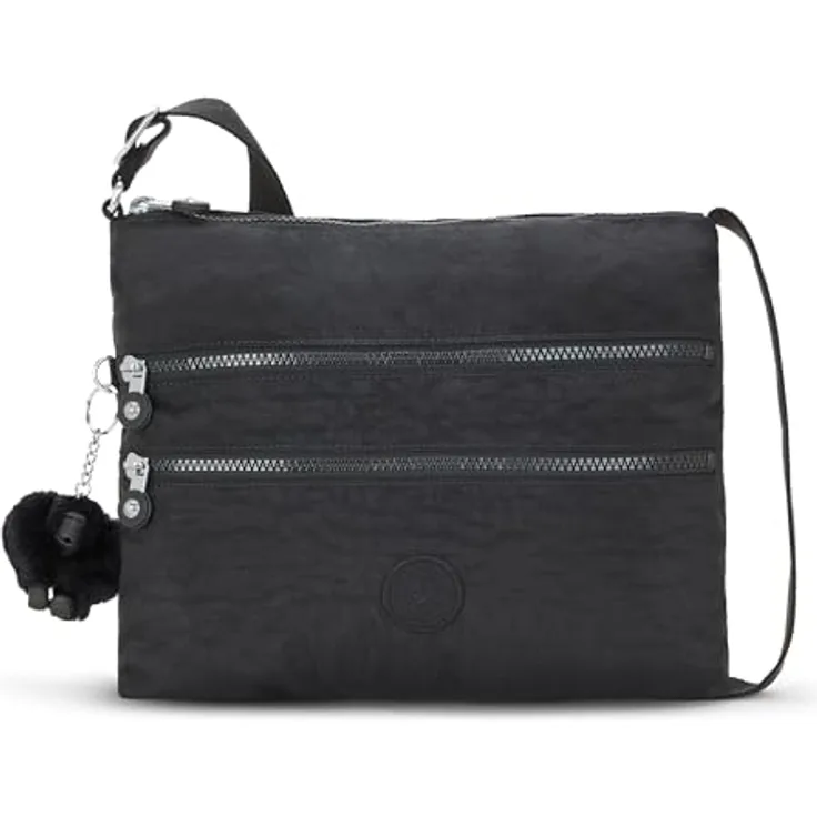 Kipling Basic Alvar, Damen Umhängetasche mit zwei Hauptfächern, 33 cm, Schwarz