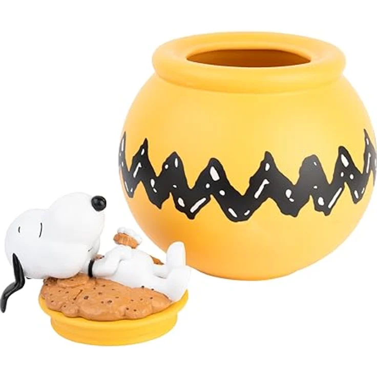 Grupo Erik Keksdose Keramik Snoopy, Vorratsbehälter mit Deckel, groß 20,5 x 24,6 cm, sonnengelb, luftdicht für frische Kekse, offizieller Peanuts Merchandise – Bild 2