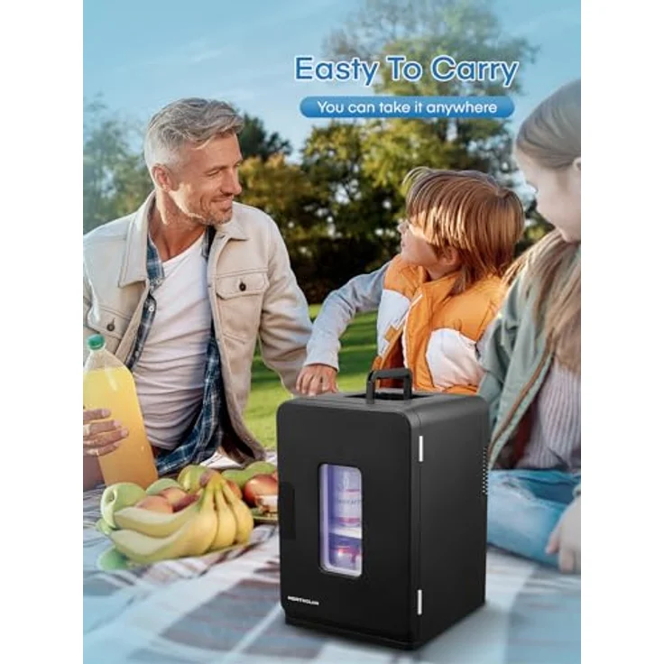 NORTHCLAN Mini Kühlschrank 15L, tragbarer Kühl- und Heizkühlschrank mit 220V AC/12V DC, MAX- und ECO-Modus, schwarz – Bild 2