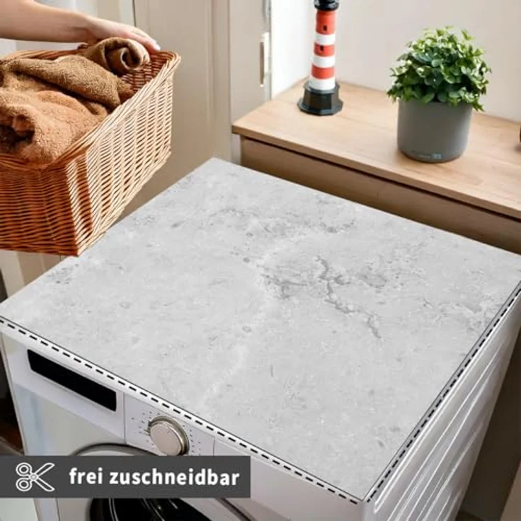matches21 HOME & HOBBY Tabletop rutschfeste Waschmaschinenauflagen 2er Set Beton-Optik, zuschneidbar 60 x 60 cm, pflegeleichte Gummi-Matte als Waschmaschinen-Abdeckung – Bild 3