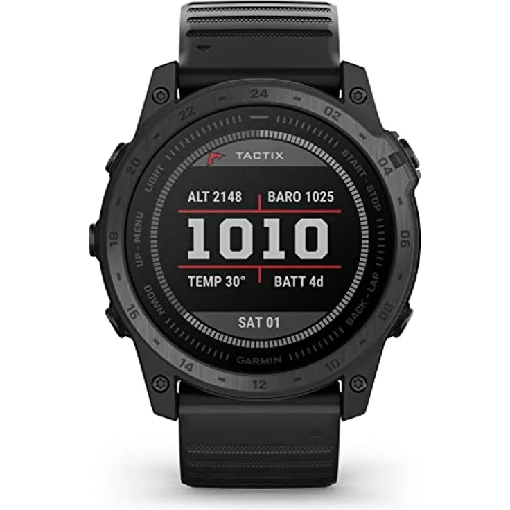 Garmin tactix® 7 – Standard Edition Uhr mit GPS-Armband aus Silikon, Art.-Nr. 010-02704-01, Schwarz