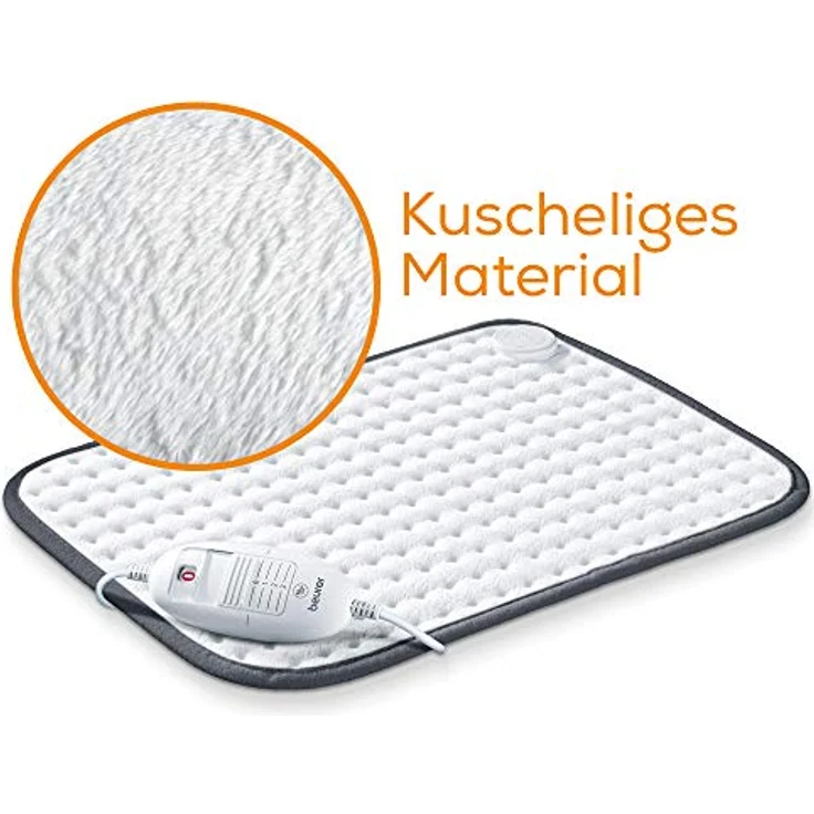 Beurer Heizkissen HK 41, kuscheliges Wärmekissen mit 3 Temperaturstufen und Abschaltautomatik, maschinenwaschbar, made in Europe, weiß / grau, 44x33 cm (1er Pack) – Bild 2