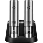 Lebenlang LBL9599, Pfeffermühle + Salzmühle, Keramikmahlwerk, LED-Leuchte, Silber-Schwarz