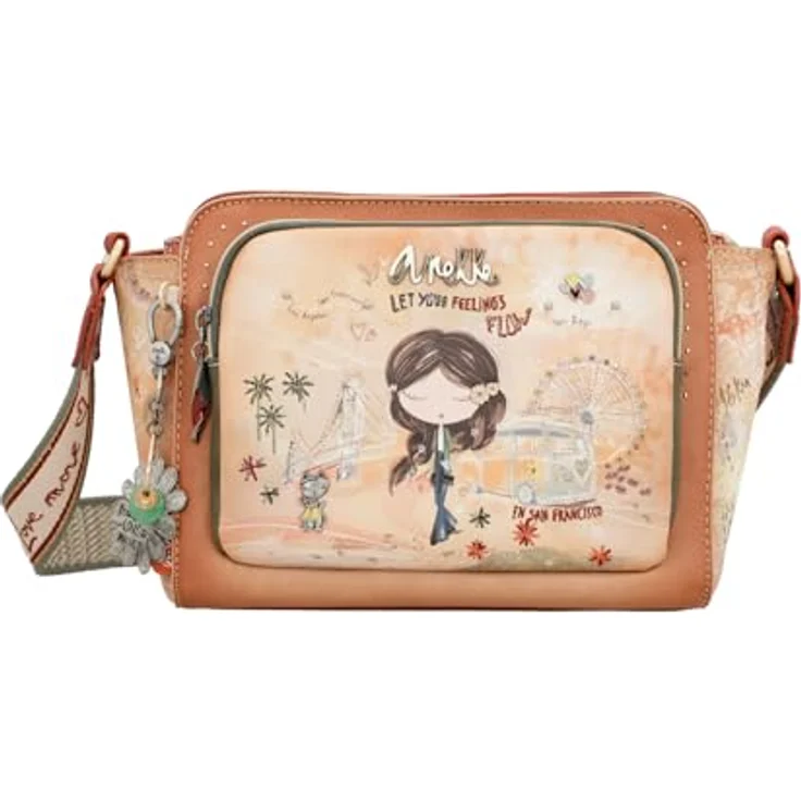 Anekke Peace & Love Umhängetasche, mehrfarbig, 28 cm x 10.5 cm x 19 cm, 100% Polyester – Bild 1
