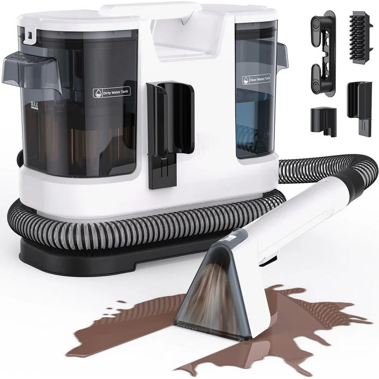 lubluelu Teppichreinigungsgerät A6, 3in1 Nasssauger mit 600W, 15Kpa Saugleistung, beutellos, 1750ml Frischwassertank, 1000ml Schmutzwassertank, tragbar