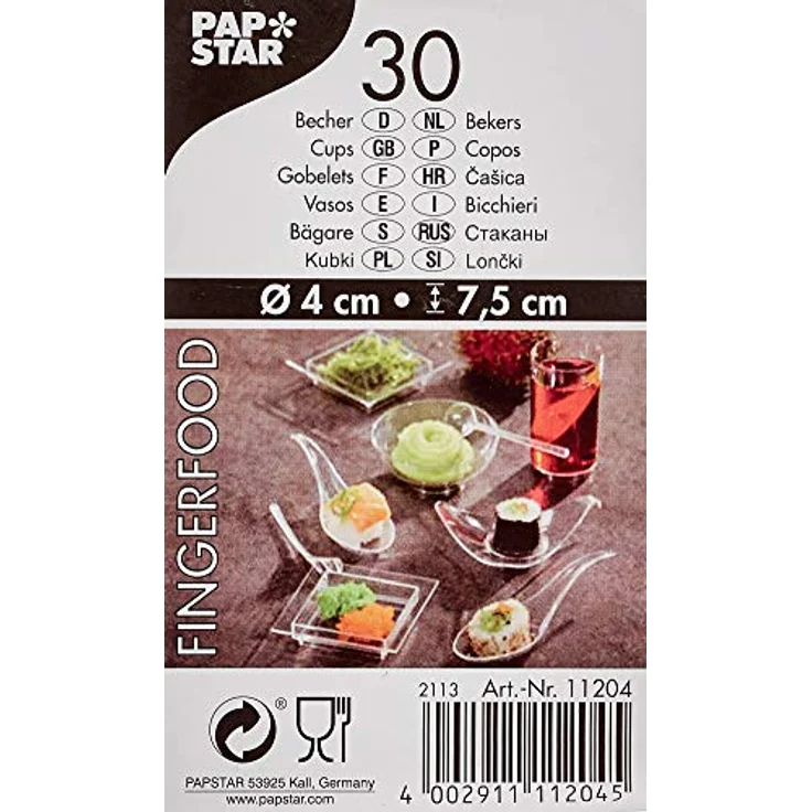 PAPSTAR 11204 30 Fingerfood Becher 0.06 L Ø 4 x 7.5 cm, glasklar – Bild 3