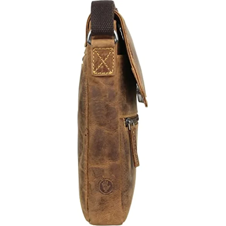 Greenburry Vintage Umhängetasche Leder, 22 cm, braun, 100% Leder – Bild 3