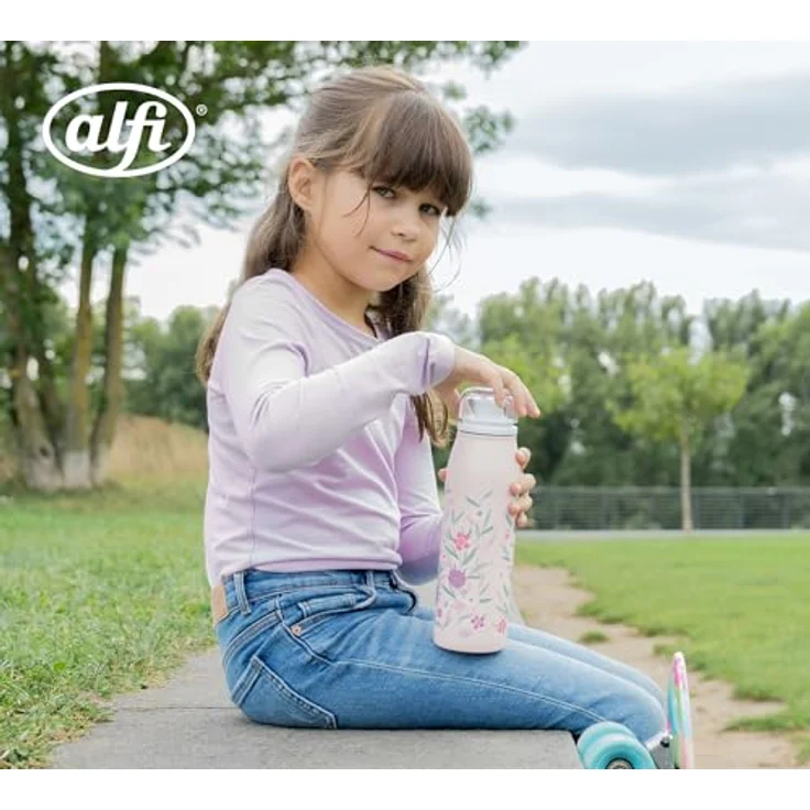 alfi KIDS ISO BOTTLE 500ml, rosa pastell, Isoliertrinkflasche Kinder Edelstahl, absolut dicht mit Drehverschluss, hält 12 Stunden heiß, 24 Stunden kalt, Trinkflasche für Kohlensäure, BPA-frei – Bild 2