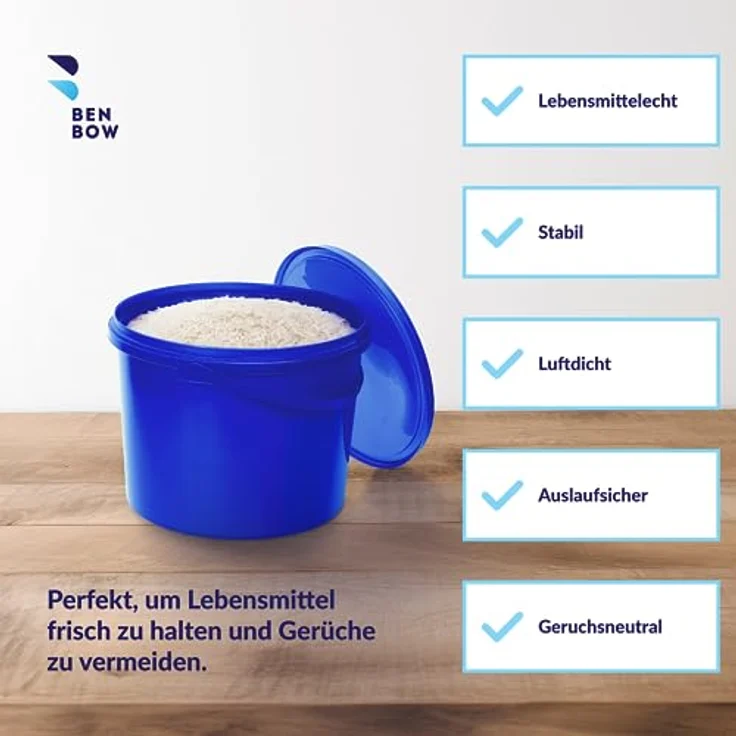 Benbow Eimer mit Deckel mit Griff 10L Anzahl: 10 Stk., Blau BSR-, Luftdicht, Lebensmittelecht, BRC-, auslaufsicher – Bild 3