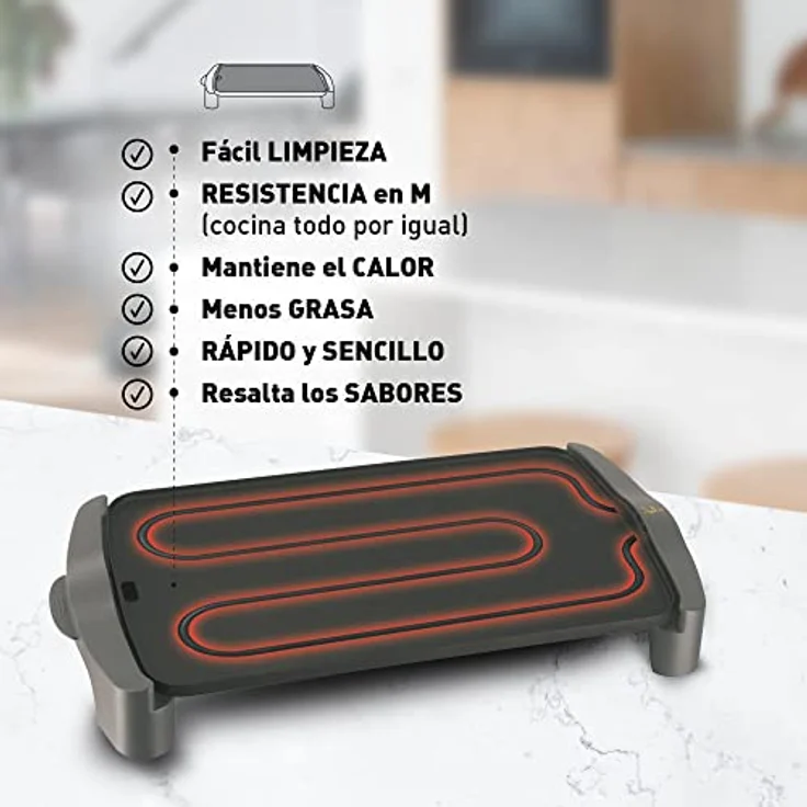 Jata GR555A Tischgrill, 46 x 28 cm, Antihaftbeschichtete Grillplatte, 2500 Watt – Bild 5