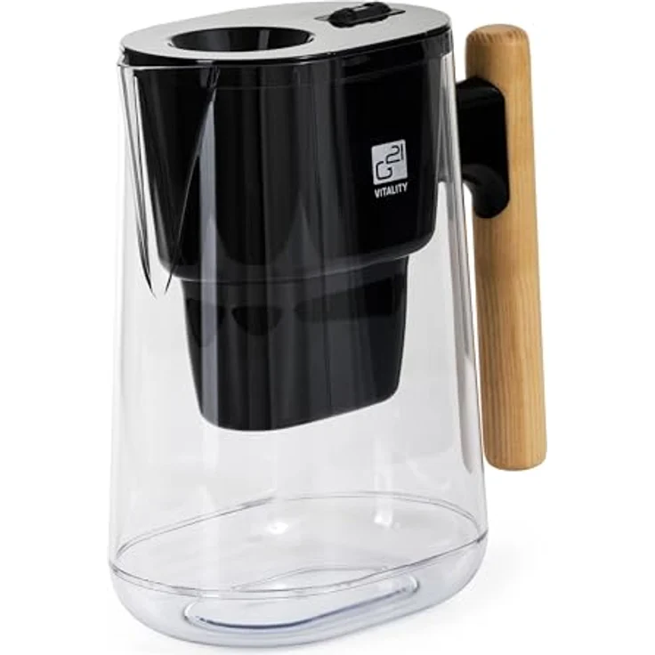 G21 Filterkanne G21, 2,5 L schwarz, 4-Schicht-Filtersystem, 3 Ersatzfilter, Filterkapazität 160 l, Filterwechselanzeige – Bild 2