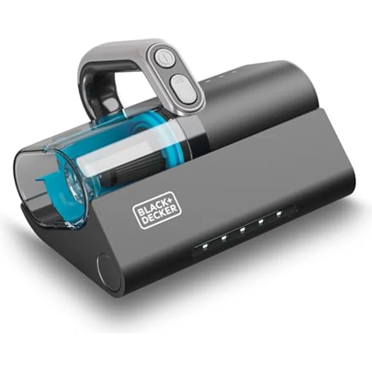 BLACK+DECKER - Handstaubsauger Dust Mites 400W | 12Kpa Saugkraft | 253,7nm UV-Antibakterielle Lampe | Motorisierte Bürste | Doppelfiltration Zyklon + HEPA | 12.000 U/min Vibration | LED-Anzeige, schwarz – Bild 1