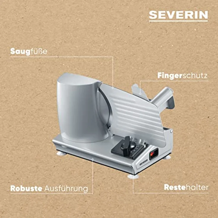 SEVERIN AS 3915 Allesschneider (180 W, Inkl. Schinkenmesser, Edelstahlmesser) silber – Bild 4