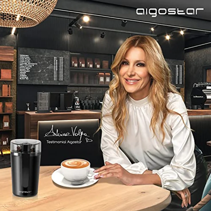 Aigostar Elektrische Kaffeemühle Mahlgrad Einstellbar BPA Frei Caffe Grinder Mixer Mühle Zerkleinerer für Kaffeebohne Leinsamen Nuss Gewürze Getreide 60g 200W – Bild 5