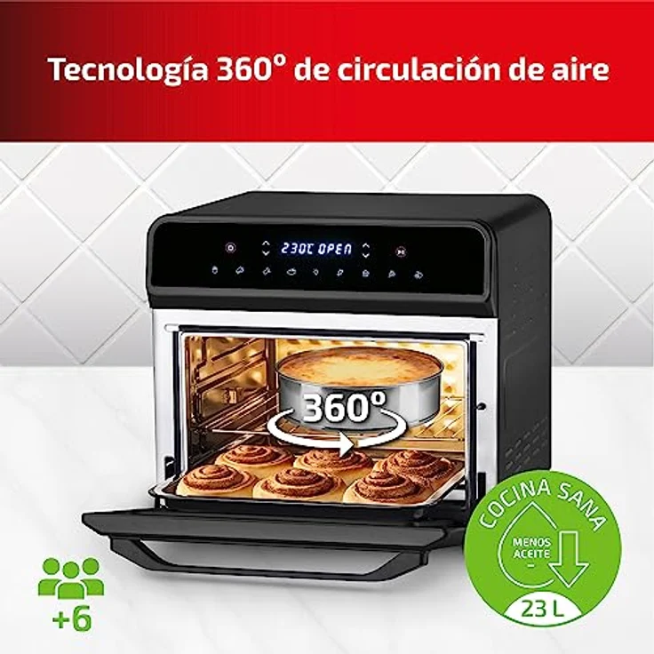 Ufesa Magnum Airfryer Airfryer Luftfritteuse, 23 l, energiesparend, 8 Programme, Rostisserie, 1800 W, digitale Steuerung, Temperatur 230 °C, 6 Zubehörteile enthalten, Metallkörper – Bild 4