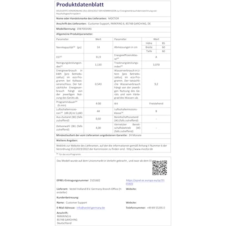 MOCTOR DW70014AS Geschirrspüler freistehend, Silber, 14 Gedecke, Aquastop, WIFI Funktion, Auto Door – Bild 7