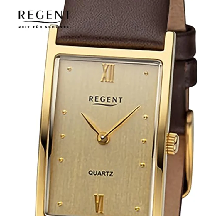 Regent Damen Analog Uhr 12090364, braunes Lederarmband, 21 mm Gehäusedurchmesser, wasserdicht bis 5 bar – Bild 2