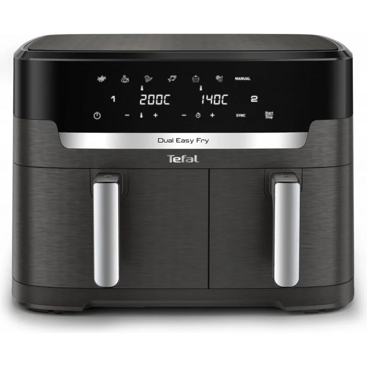Tefal EY942H Dual Easy Fry XXL Heißluft-Fritteuse in grau, 11-Liter-Doppelkammer, schnelle Zubereitung in unter 15 Minuten – Bild 1