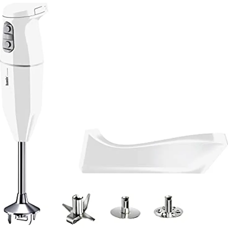 bamix Stabmixer Set cordless PLUS kabelloses, 250 Watt, 3-Stufen, Made in Switzerland, Weiß