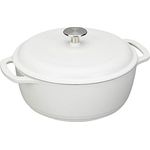 Amazon Basics - Rund Schmortopf aus emailliertem Gusseisen SX-75QTYB, 6.9 l, Mattweiß