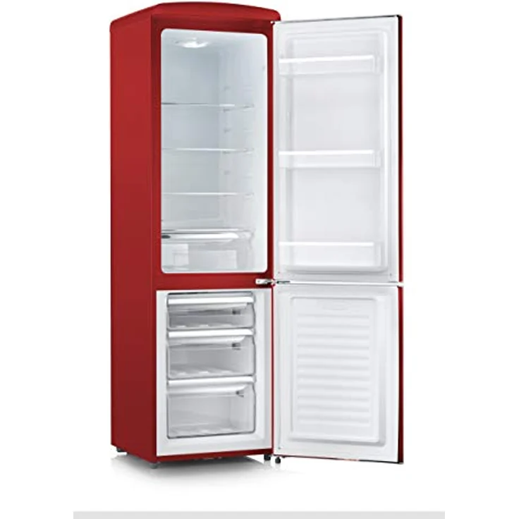 SEVERIN RKG 8917, Retro Kühl- & Gefrierkombination mit 244 L Nettovolumen, 39 dB, LED-Beleuchtung, rot – Bild 5