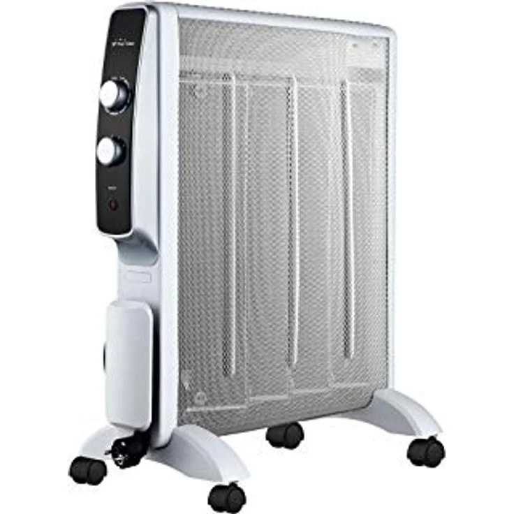 PURLINE MR2000W, Mica Wärmewelle Heizgerät 2000W mit einstellbarem Thermostat, leise, für Zuhause und Büro, weiß, mit Rollen – Bild 1