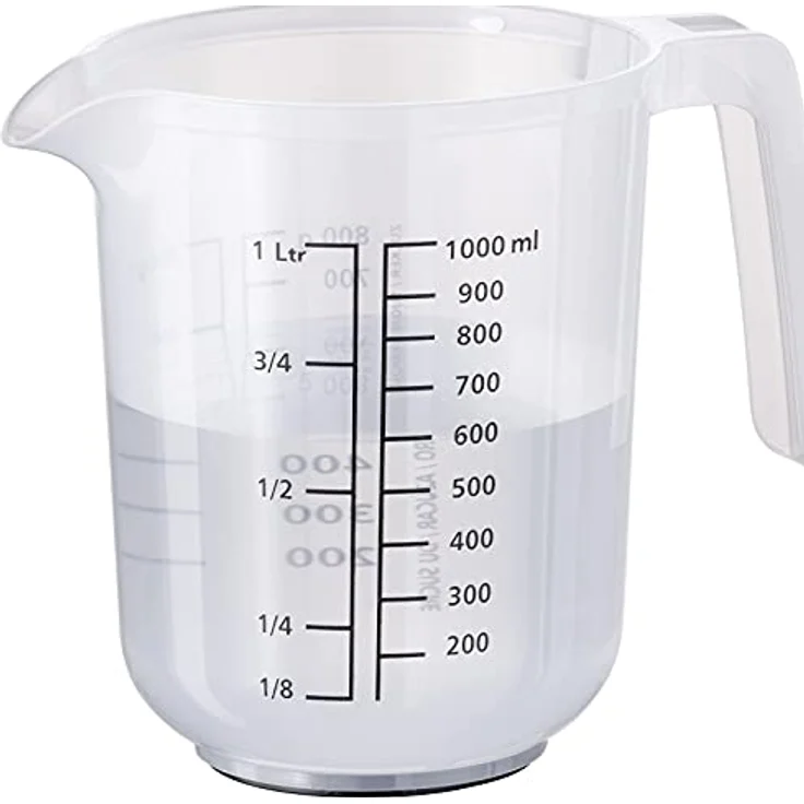 APS Rührbecher mit Deckel - Messbecher mit Maßskalen für Flüssigkeiten (l/ml), Zucker (g) und Mehl (g) / Volumen 1 Liter/Ø 12,5 cm/Höhe 16 cm/spülmaschinengeeignet – Bild 5