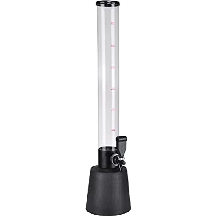 Spetebo Zapfsäule mit Zapfhahn, Getränkespender für 3 Liter, schwarz/transparente Ausführung, Höhe 88 cm – Bild 1