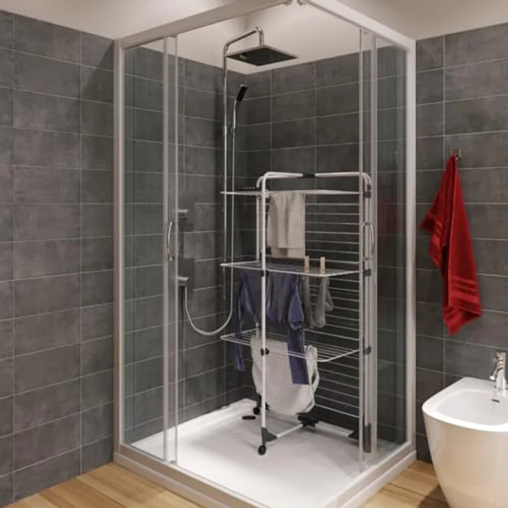 Gimi Vileda Modular 3, Turmwäscheständer mit 3 Ebenen, modulares Gelenk, leicht zu bewegen, klappbar für Innen und Außen – Bild 3