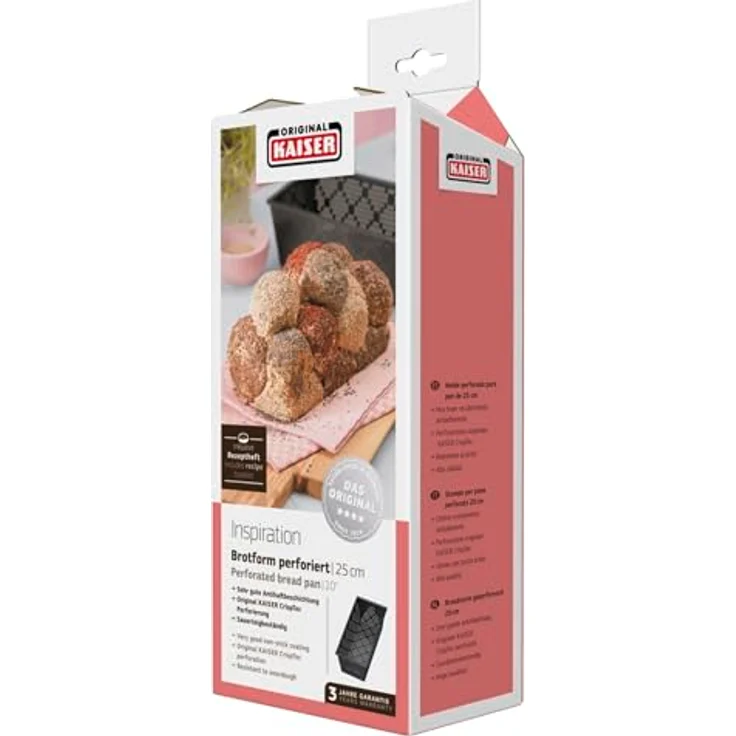 Kaiser Inspiration Brotbackform perforiert, 25 x 11 cm, für 750g-Brote antihaftbeschichtet sauerteigbeständig – Bild 11