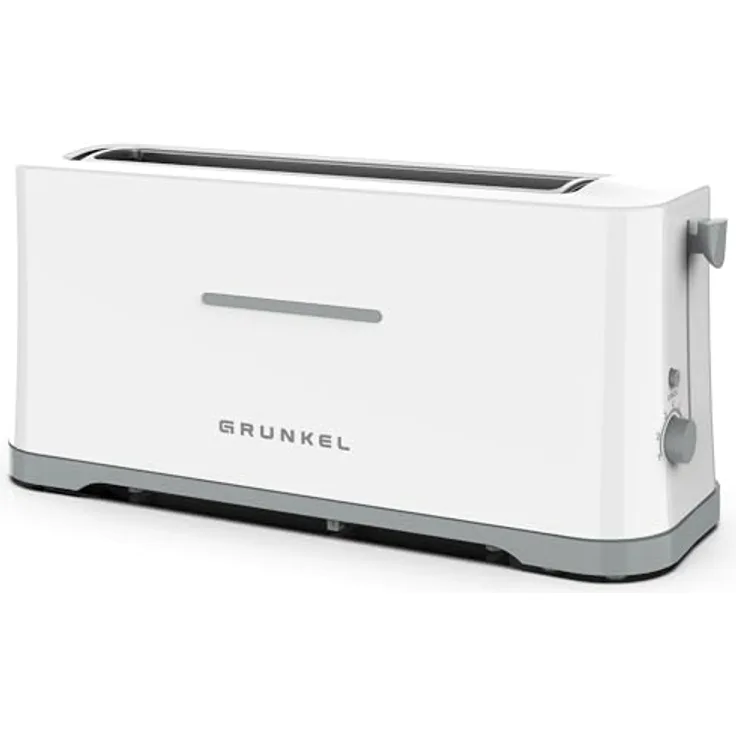 Grunkel TS40-EASYTOAST, Extra breiter Toaster mit 7-stufiger Bräunungskontrolle, abnehmbarer Krümelauffangschale und Kabelslot, 980 W, weiß