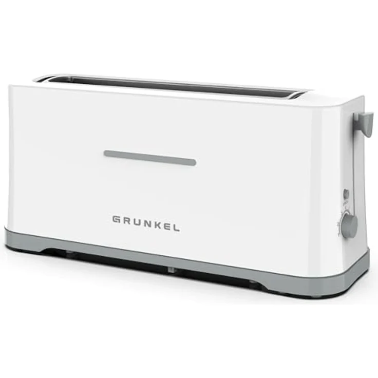 Grunkel TS40-EASYTOAST, Extra breiter Toaster mit 7-stufiger Bräunungskontrolle, abnehmbarer Krümelauffangschale und Kabelslot, 980 W, weiß – Bild 1