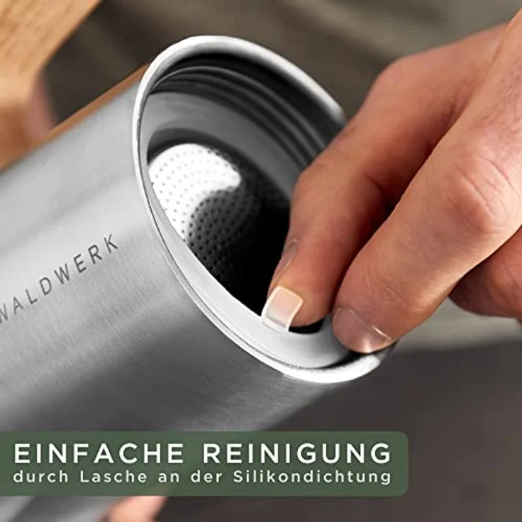 Waldwerk Espressokocher Edelstahl, 300 ml Kaffeekanne für Induktion und alle Herdarten, mit Eichenholzgriff und Messing-Sicherheitsventil – Bild 5
