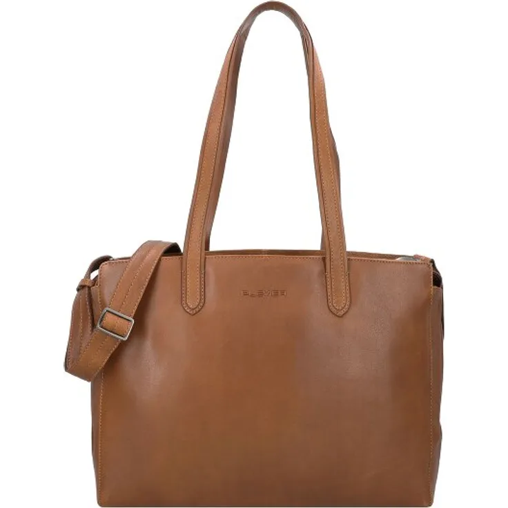 Plevier Power Shopper Tasche aus 100% Leder, 41 cm mit Laptopfach, cognacfarben