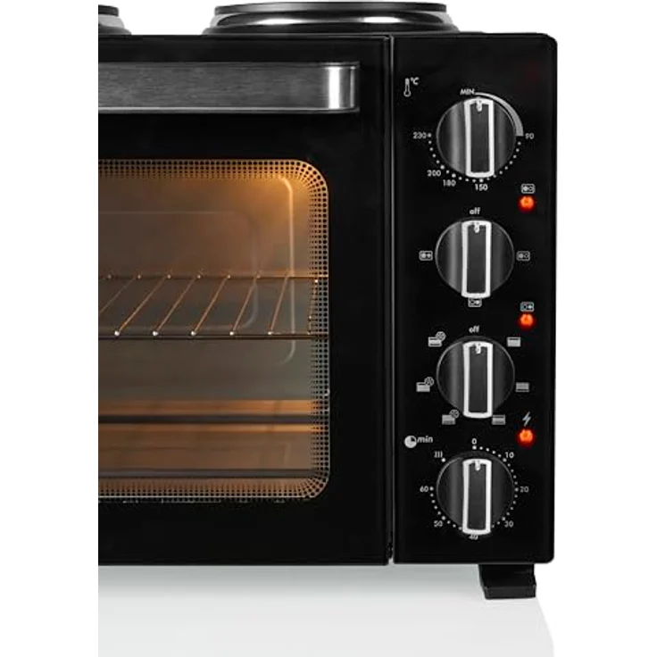 Tristar OV-3670 Heißluftofen mit 2 Kochplatten, 35 L Kapazität, 3200 W, Stahlgehäuse, Umluftofen mit Grillfunktion und Timer – Bild 3