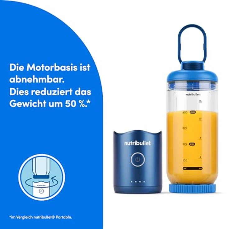 nutribullet Smoothie-Maker NB Flex Portable NBP013BL, blauer Standmixer mit 0,59 l BPA-freiem Becher und klappbarem Deckel – Bild 4