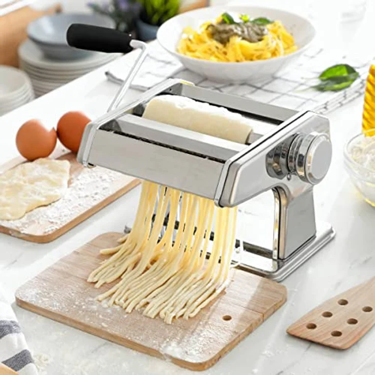 InnovaGoods® Nudelmaschine, Nudelmaschine, Edelstahl-Nudelmaschine, frische Nudelmaschine, 3 Arten von Spaghettipaste, Nudeln und Lasagne, multifunktional, kneten und schneiden, leicht zu reinigen – Bild 3