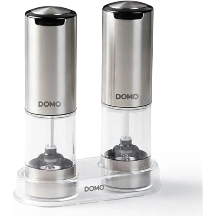 DOMO DO3102 Pfeffer- und Salzstreuer Edelstahl, LED-Beleuchtung, wiederaufladbar, 95 ml mit Keramikmahlwerk – Bild 2