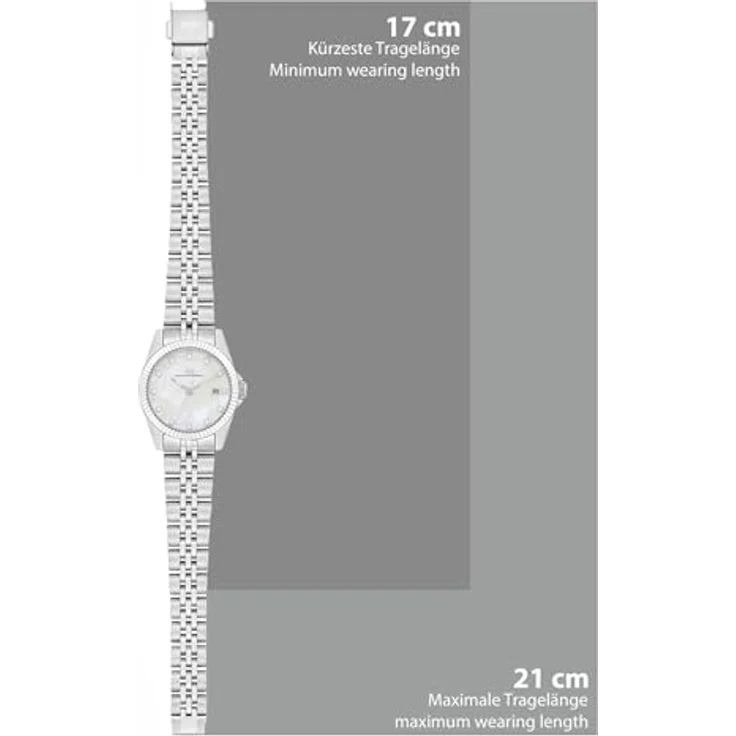 Rhodenwald & Söhne Damen Uhr 10010490, analog Quarzwerk mit Edelstahlarmband in Silber, wasserdicht bis 5 ATM, Zifferblatt in Weiß mit Kristallen und Datumsanzeige – Bild 2