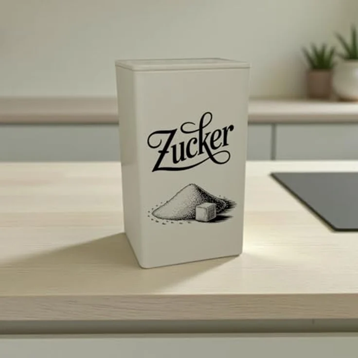 speecheese Zucker Vintage VorratsDose 900ml, nostalgisches Design mit eleganter Kalligraphie und Zuckermotiv, weiß – Bild 2