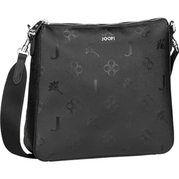 JOOP! Decoro Stampa Jasmina Shoulderbag MVZ, Beuteltasche aus hochwertigem Kunstleder mit Allover Logo-Design und Reißverschlussetui, schwarz – Bild 1