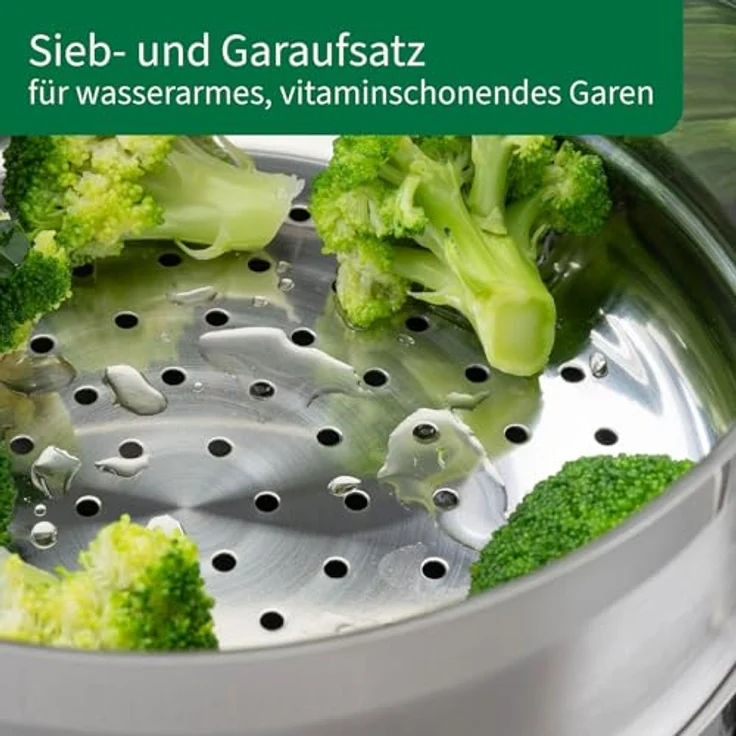 Chefkoch trifft Fackelmann Dampfgaraufsatz, Ø 20 cm, Edelstahl, Induktion- und backofengeeignet, spülmaschinenfest, temperaturbeständig bis 220 °C – Bild 5