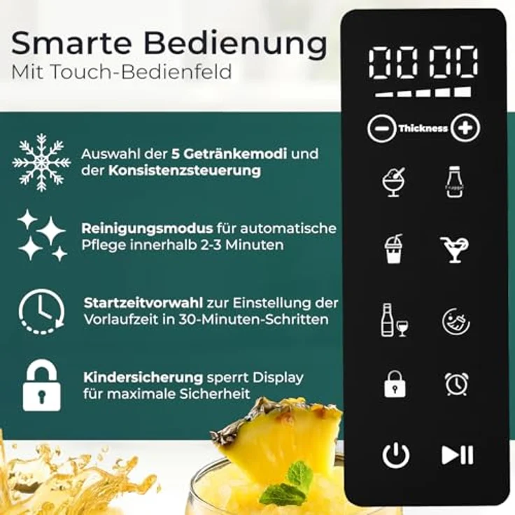KLAMER Slush Maschine, 2,6L mit 5 voreingestellten Programmen für Slushie, Cocktail, Milchshake, Frappé und Wein, Turbo Freeze, automatische Reinigung, kein Eis erforderlich – Bild 8